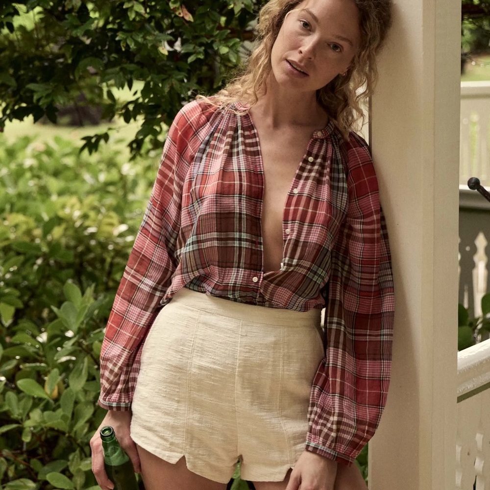 Doen Janis Top Francine Plaid Women's Blouse